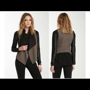 Stella & Jamie Leather Knit Crochet Jacket